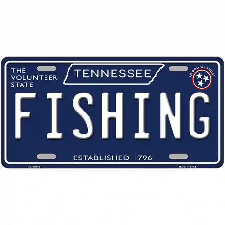 Fishing Tennessee Blue Novelty Metal License Plate Tag 12" x 6" (LP)
