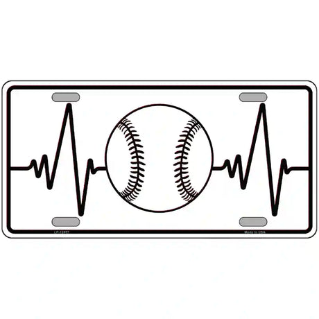 Baseball Heart Beat Novelty Metal License Plate Tag 12" x 6" (LP)