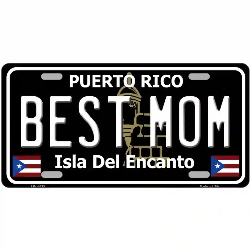 Best Mom Puerto Rico Black Novelty Metal License Plate 12" x 6" (LP)
