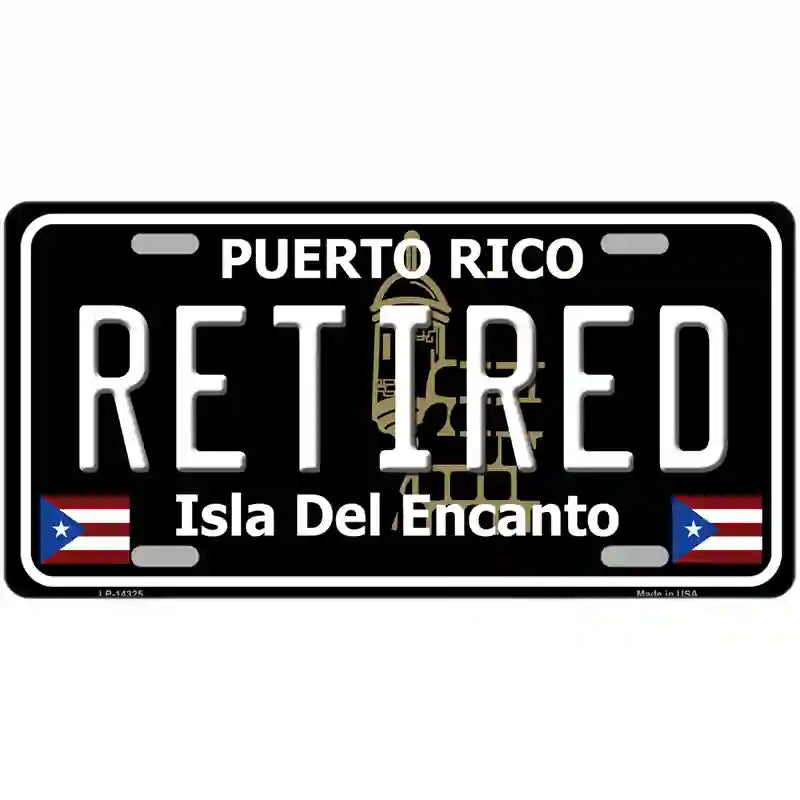 Retired Puerto Rico Black Novelty Metal License Plate 12" x 6" (LP)