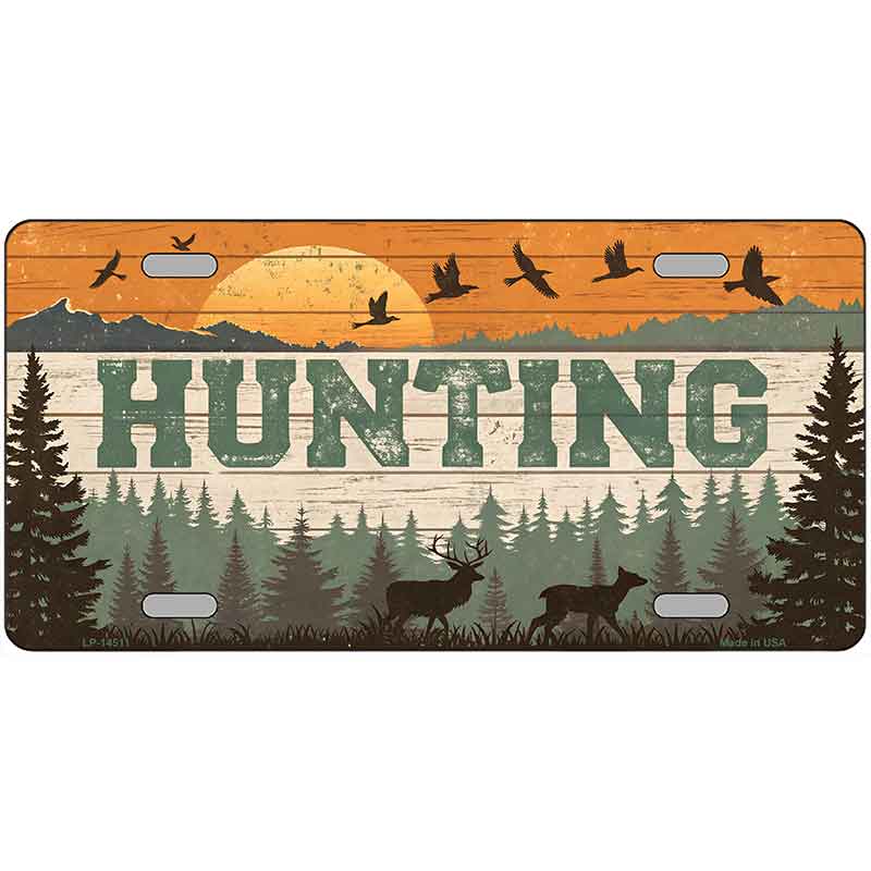Hunting Sunset Novelty Metal License Plate LP-14511
