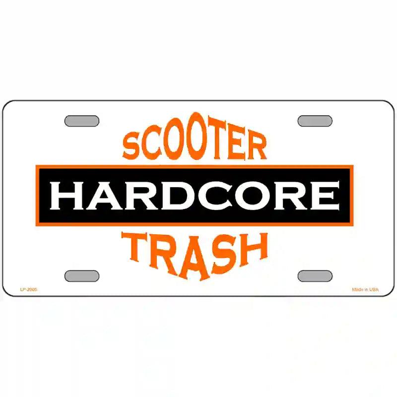 Hardcore Scooter Trash White Novelty Metal License Plate 12" x 6" (LP)