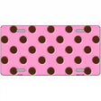 Chocolate Brown Polka Dots Pink Metal Novelty License Plate 12" x 6" (LP)