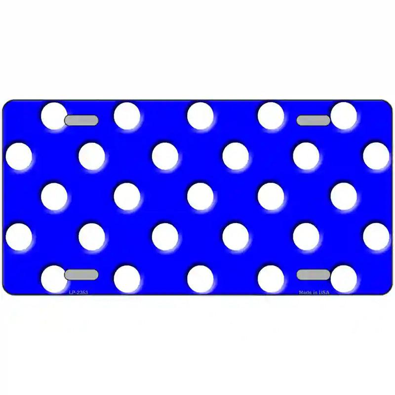 White Polka Dots Royal Blue Metal Novelty License Plate 12" x 6" (LP)