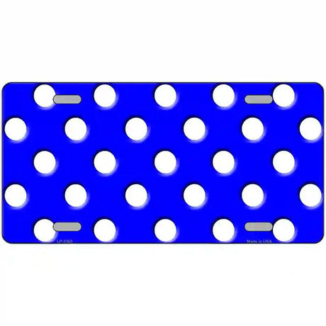 White Polka Dots Royal Blue Metal Novelty License Plate 12" x 6" (LP)