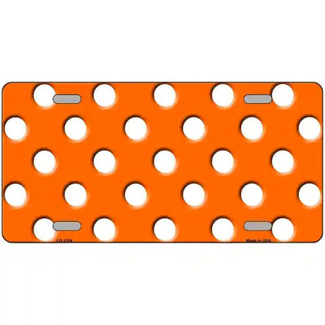 White Polka Dots Orange Metal Novelty License Plate 12" x 6" (LP)