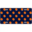 Orange Polka Dots Navy Blue Metal Novelty License Plate 12" x 6" (LP)