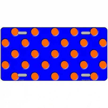 Orange Polka Dots Royal Blue Metal Novelty License Plate 12" x 6" (LP)
