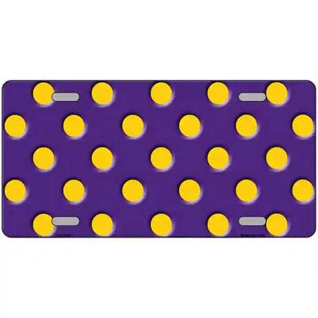 Yellow Polka Dots Purple Metal Novelty License Plate 12" x 6" (LP)