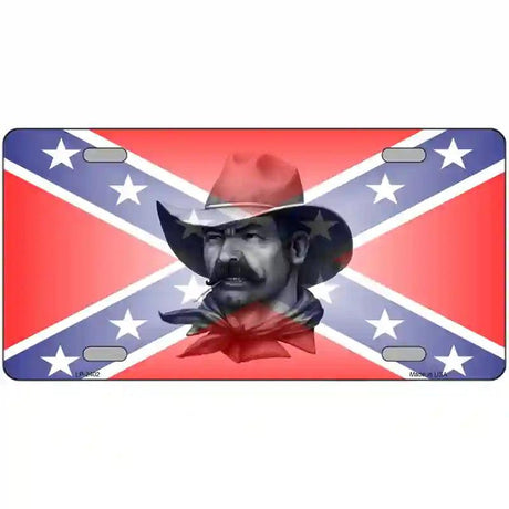 Confederate Flag Cowboy Metal Novelty License Plate 12" x 6" (LP)