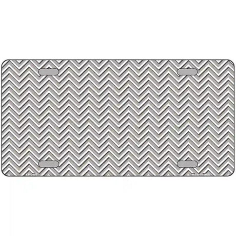 Grey White Chevron Metal Novelty License Plate 12" x 6" (LP)