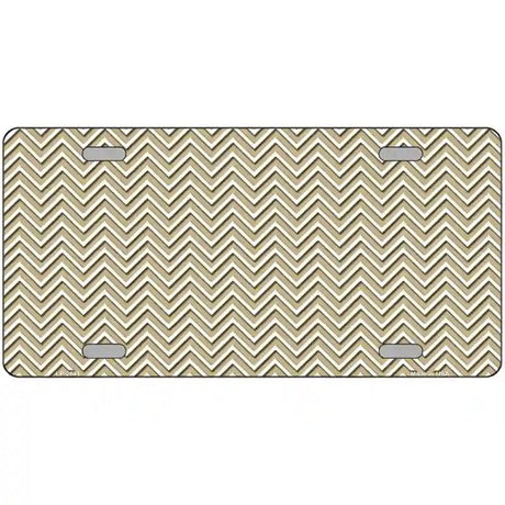 Gold White Chevron Metal Novelty License Plate 12" x 6" (LP)