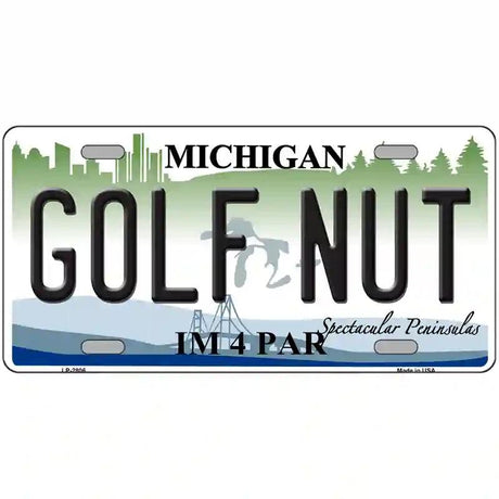 Golf Nut Michigan State Metal Novelty License Plate 12" x 6" (LP)