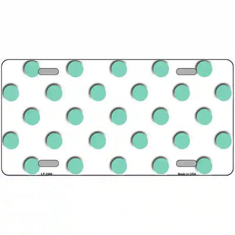 Mint White Polka Dot Metal Novelty License Plate 12" x 6" (LP)