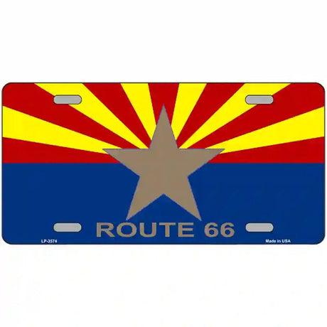 Route 66 Arizona Flag Metal License Plate 12" x 6" (LP)