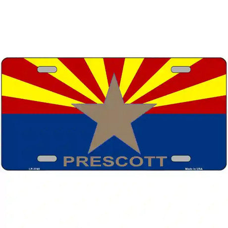 Prescott Arizona State Flag Metal Novelty License Plate 12" x 6" (LP)