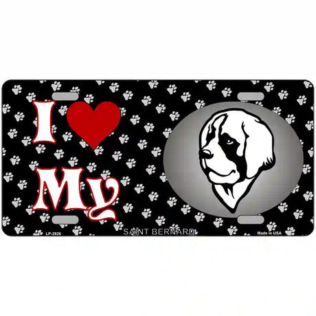 I Love My Saint Bernard Metal Novelty License Plate 12" x 6" (LP)