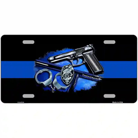 Thin Blue Line Badge Metal Novelty License Plate 12" x 6" (LP)