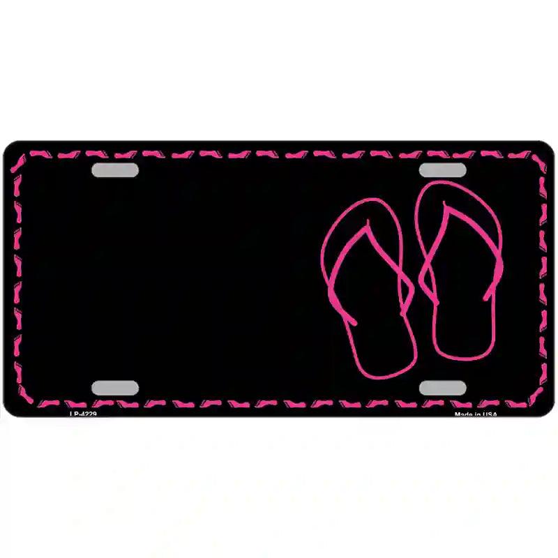 Flip Flops Pink Offset Metal Novelty License Plate 12" x 6" (LP)
