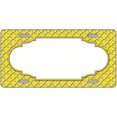 Yellow White Quatrefoil Center Scallop Metal Novelty License Plate 12" x 6" (LP)