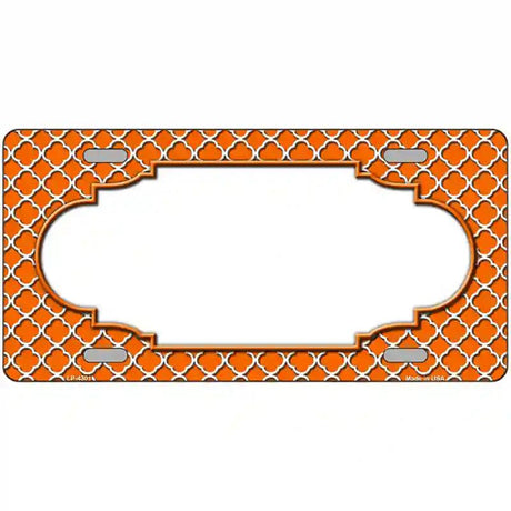 Orange White Quatrefoil Center Scallop Metal Novelty License Plate 12" x 6" (LP)