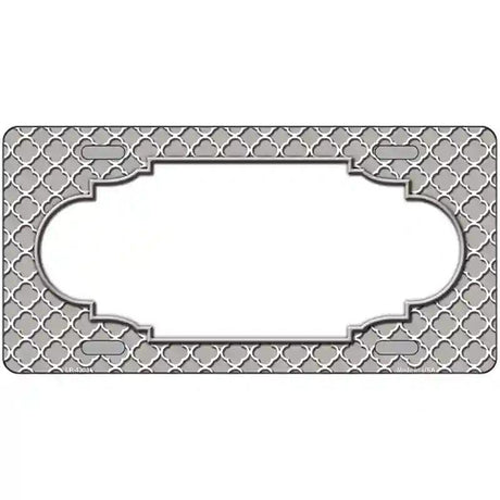 Grey White Quatrefoil Center Scallop Metal Novelty License Plate 12" x 6" (LP)