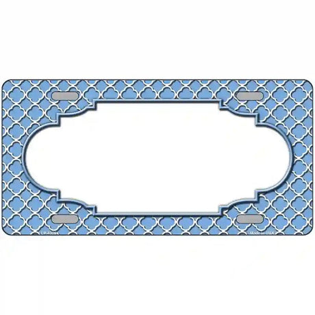 Light Blue White Quatrefoil Center Scallop Metal Novelty License Plate 12" x 6" (LP)