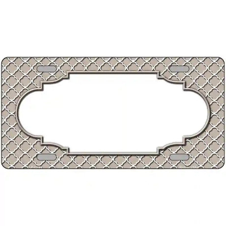 Tan White Quatrefoil Center Scallop Metal Novelty License Plate 12" x 6" (LP)