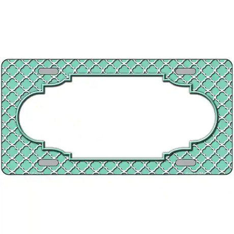 Mint White Quatrefoil Center Scallop Metal Novelty License Plate 12" x 6" (LP)