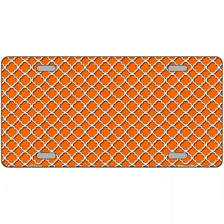 Orange White Quatrefoil Metal Novelty License Plate 12" x 6" (LP)
