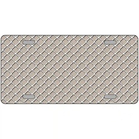 Tan White Quatrefoil Metal Novelty License Plate 12" x 6" (LP)