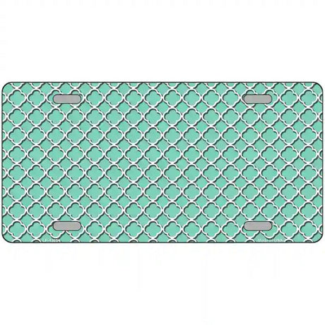 Mint White Quatrefoil Metal Novelty License Plate 12" x 6" (LP)