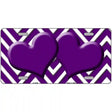 Purple White Chevron Purple Center Hearts Metal Novelty License Plate LP-4490 12" x 6" (LP)