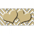 Gold White Chevron Gold Center Hearts Metal Novelty License Plate LP-4495 12" x 6" (LP)