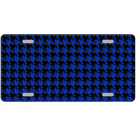 Blue Black Houndstooth Metal Novelty License Plate 12" x 6" (LP)