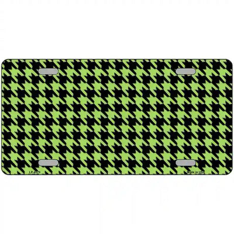 Lime Green Black Houndstooth Metal Novelty License Plate 12" x 6" (LP)