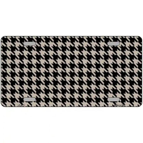 Tan Black Houndstooth Metal Novelty License Plate 12" x 6" (LP)