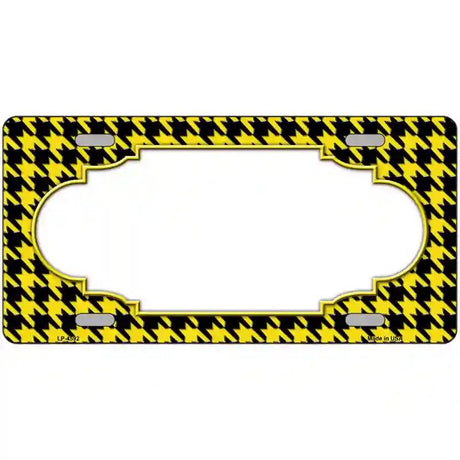 Yellow Black Houndstooth Scallop Center Metal Novelty License Plate 12" x 6" (LP)