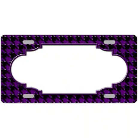 Purple Black Houndstooth Scallop Center Metal Novelty License Plate 12" x 6" (LP)