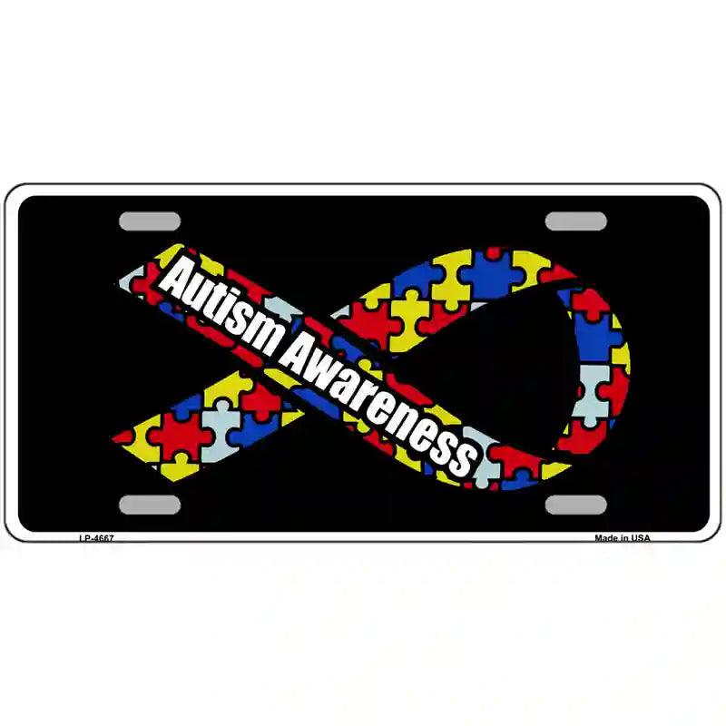 Autism Awareness Ribbon Metal Novelty License Plate 12" x 6" (LP)