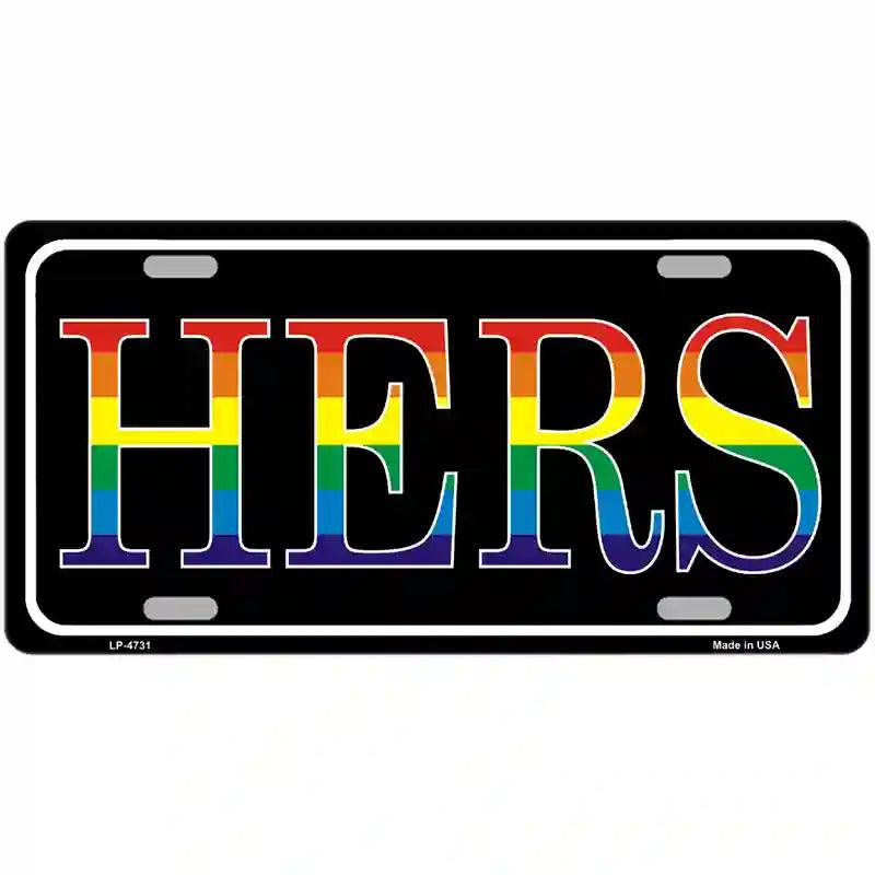 Hers Rainbow Metal Novelty License Plate 12" x 6" (LP)