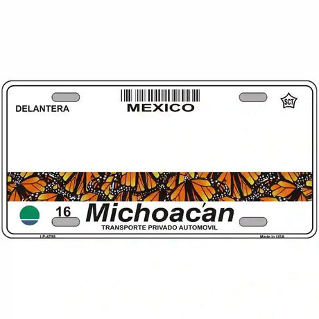 Michoacan Mexico Novelty Metal License Plate 12" x 6" (LP)