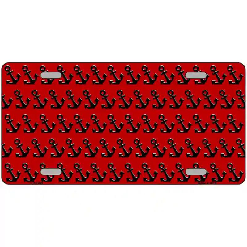 Red Black Anchor Metal Novelty License Plate 12" x 6" (LP)