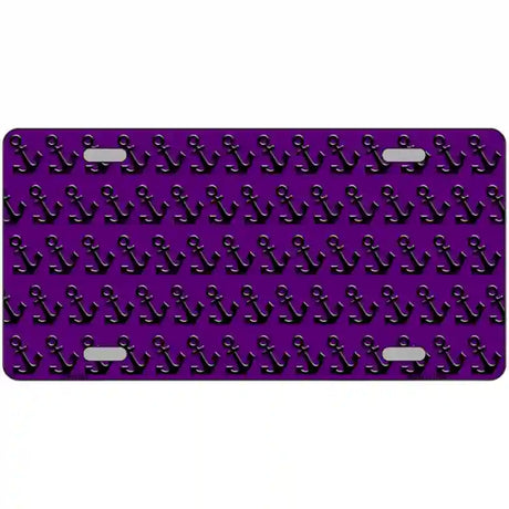 Purple Black Anchor Metal Novelty License Plate 12" x 6" (LP)