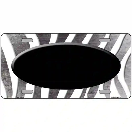 Black White Zebra Oval Oil Rubbed Metal Novelty License Plate 12" x 6" (LP)