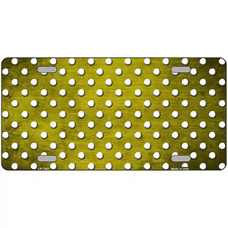 Yellow White Small Dots Oil Rubbed Metal Novelty License Plate 12" x 6" (LP)