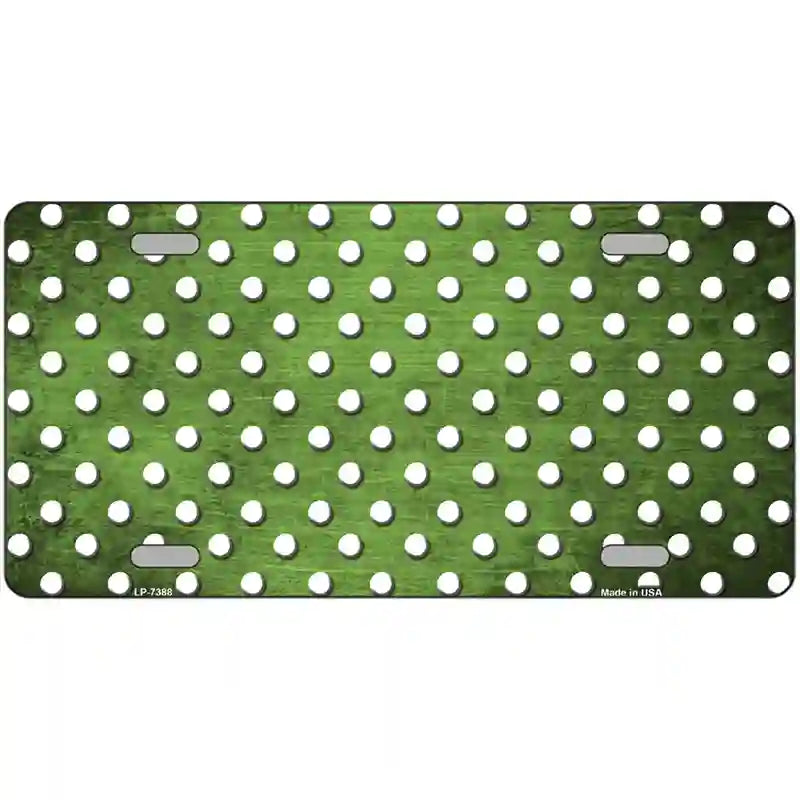 Lime Green White Small Dots Oil Rubbed Metal Novelty License Plate 12" x 6" (LP)