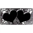 Paw Heart Black White Metal Novelty License Plate 12" x 6" (LP)