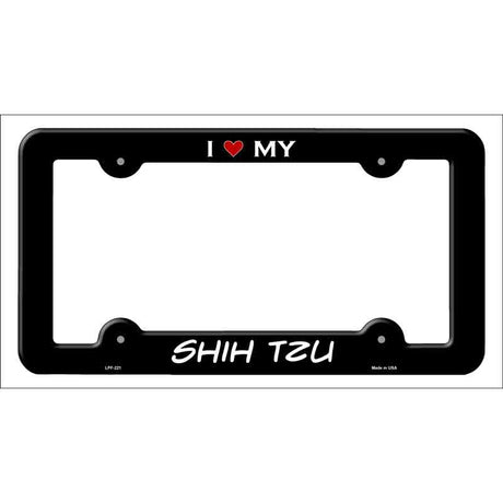 Shih Tzu Novelty Metal License Plate Frame LPF-221 Black