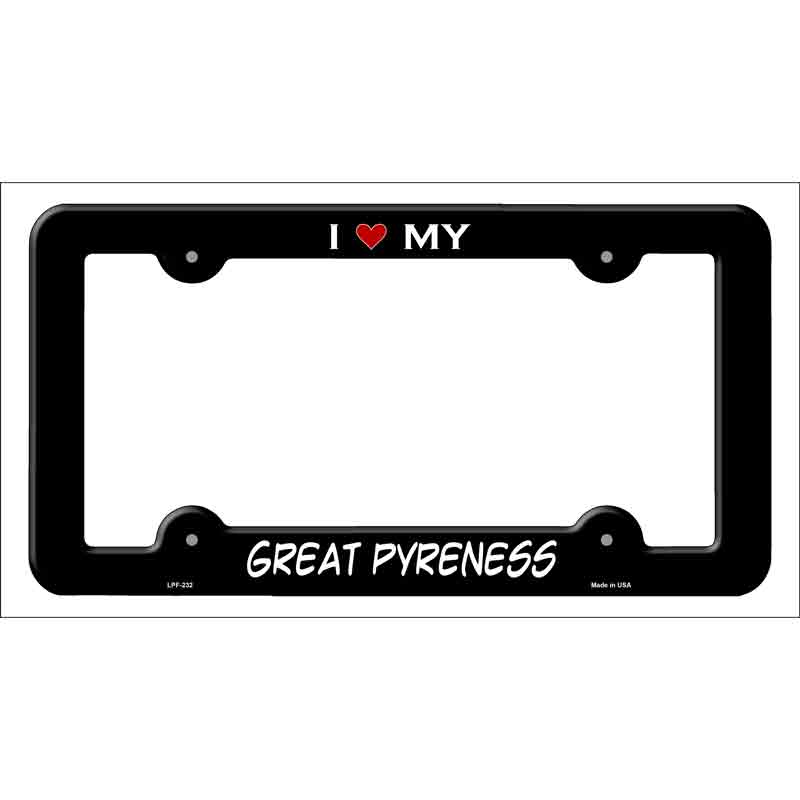 Great Pyreness Novelty Metal License Plate Frame LPF-232 Black